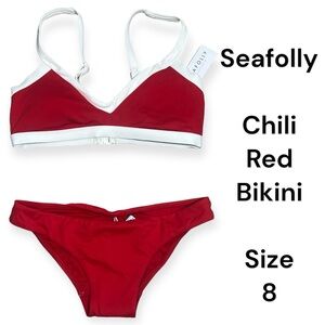 Seafolly Chili Red and White Bikini Set